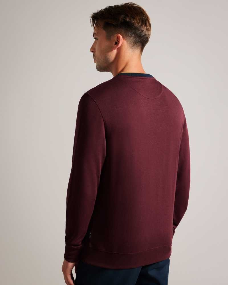 Maroon Ted Baker Zylem Long Sleeve Soft Touch Sweatshirt | US0000801