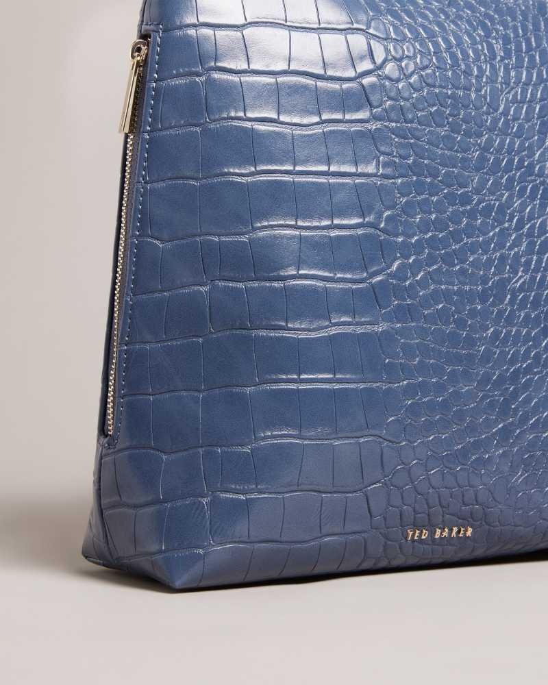 Medium Blue Ted Baker Belax Mock Croc PU Backpack | US0001238