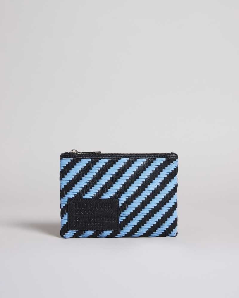 Medium Blue Ted Baker Woveta Woven Leather Small Pouch | US0001261