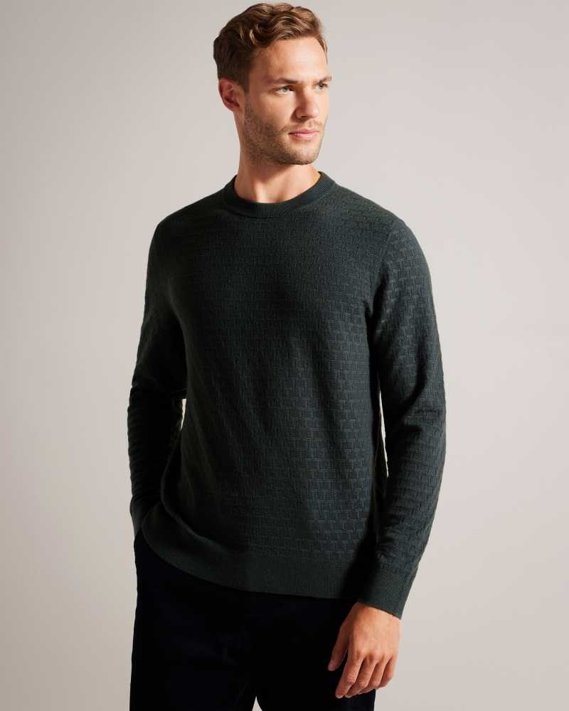 Medium Green Ted Baker Loung Long Sleeve T Knit Jumper | US0000319