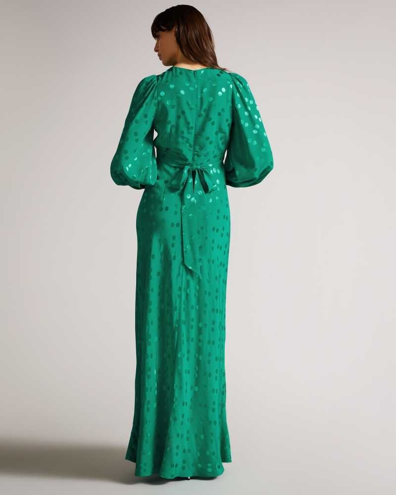 Medium Green Ted Baker Tallyia Maxi Dresses with Seam Detailing | US0000153