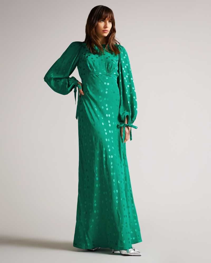 Medium Green Ted Baker Tallyia Maxi Dresses with Seam Detailing | US0000153