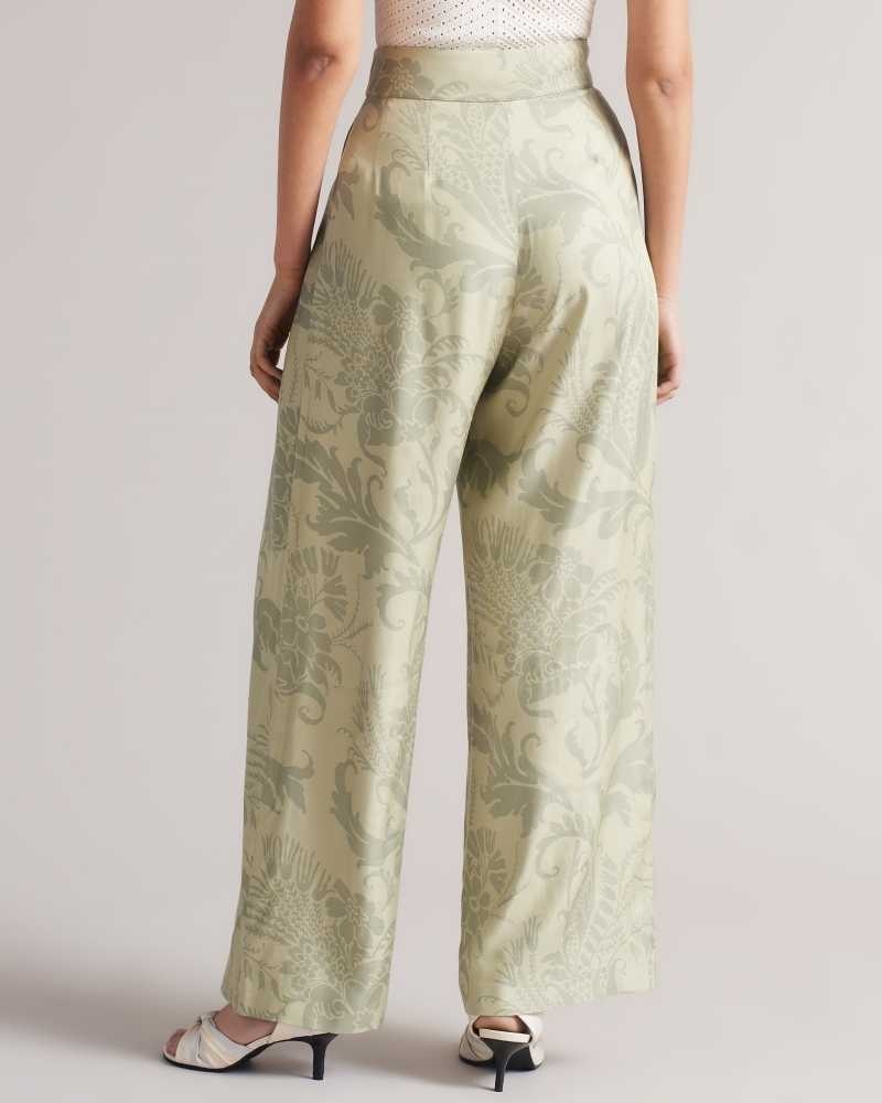 Medium Green Ted Baker Wyntir Tailored Wide Leg Trousers | US0000725