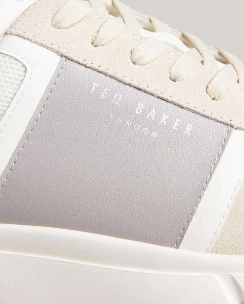 Medium Grey Ted Baker Cecylem Mixed Leather Chunky Sneakers | US0002187