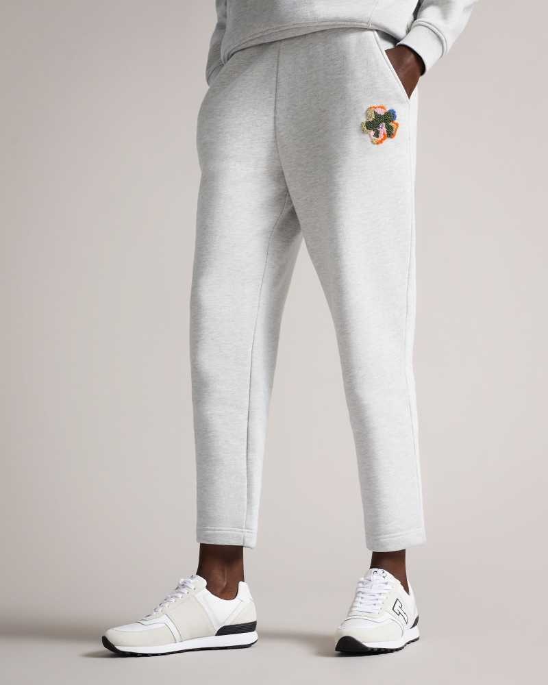 Medium Grey Ted Baker Nicolez Jersey Jogger With Flower | US0001167