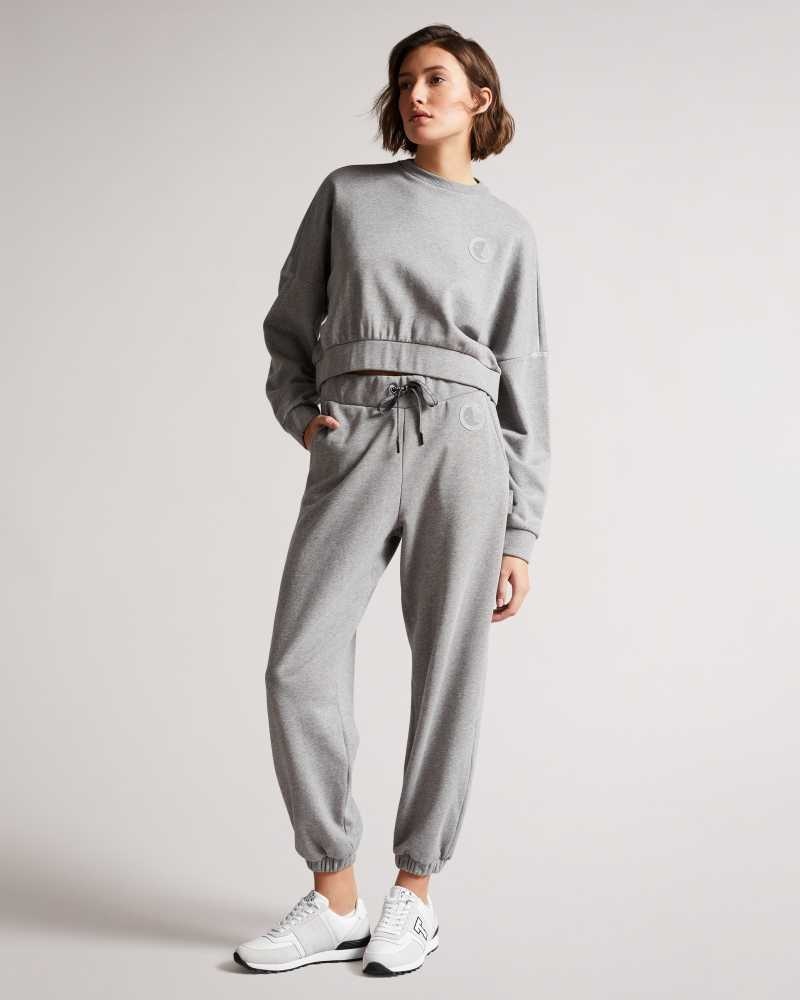 Medium Grey Ted Baker Ttracie Cropped Jersey Sweatshirt | US0000735