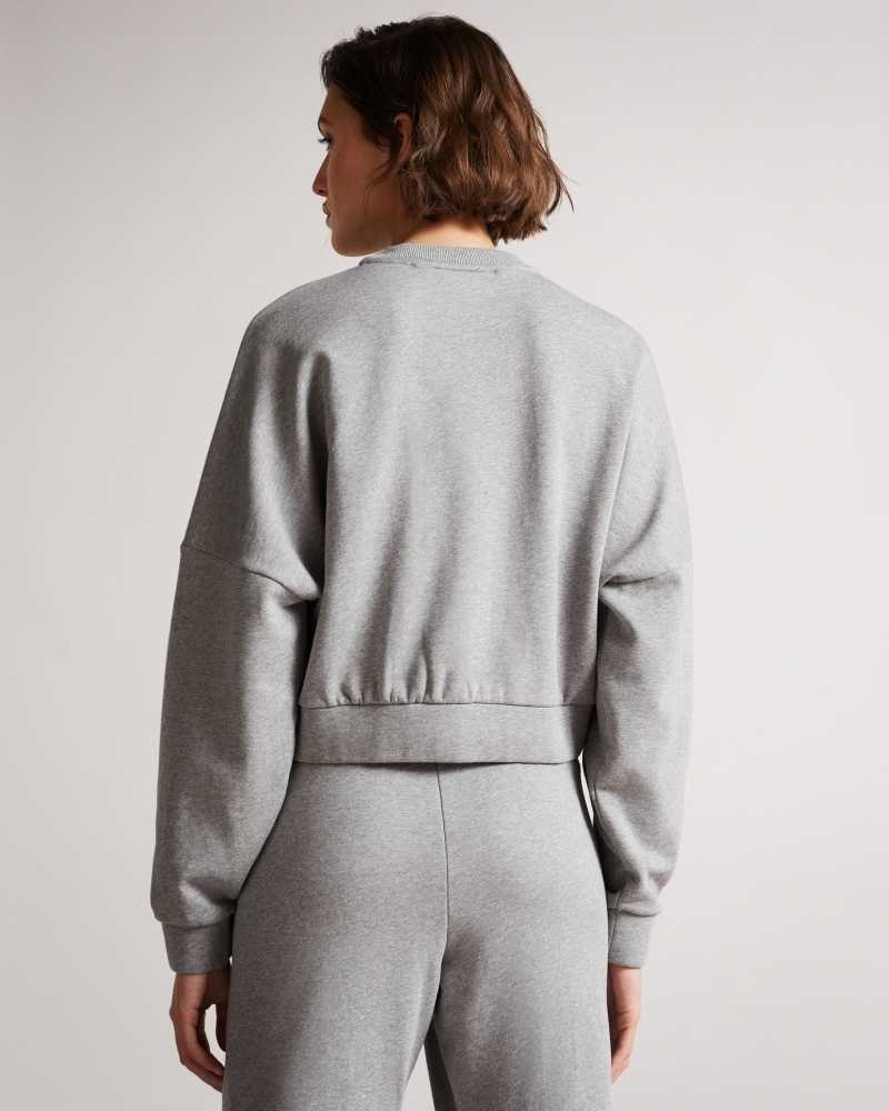 Medium Grey Ted Baker Ttracie Cropped Jersey Sweatshirt | US0000735