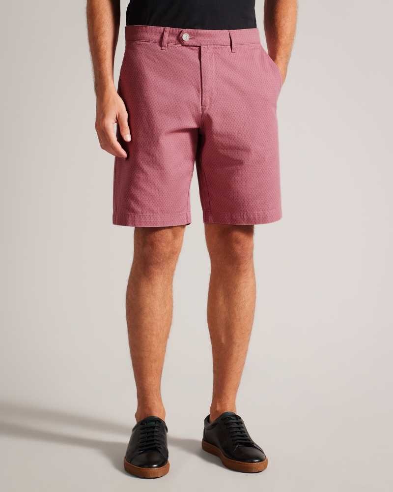 Medium Pink Ted Baker Estate Geometric Print Cotton Shorts | US0000663