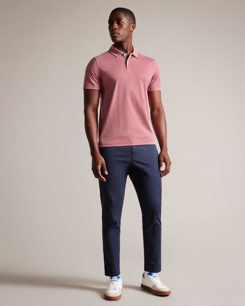 Medium Pink Ted Baker Zeiter Short Sleeve Slim Fit Polo Shirt | US0000494