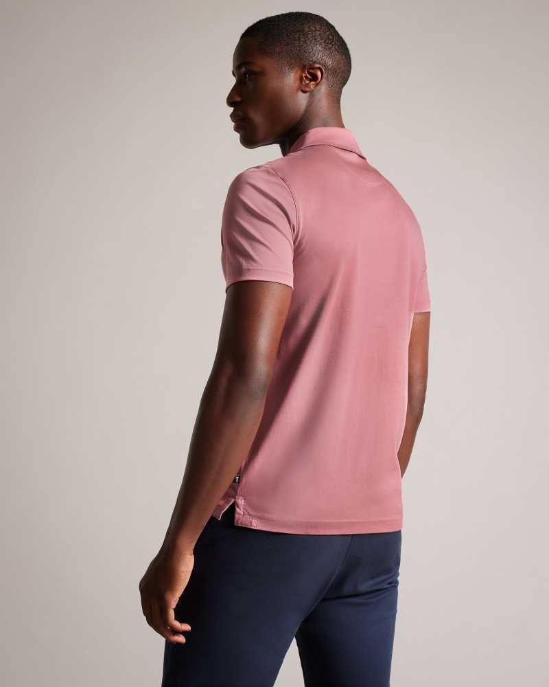 Medium Pink Ted Baker Zeiter Short Sleeve Slim Fit Polo Shirt | US0000494