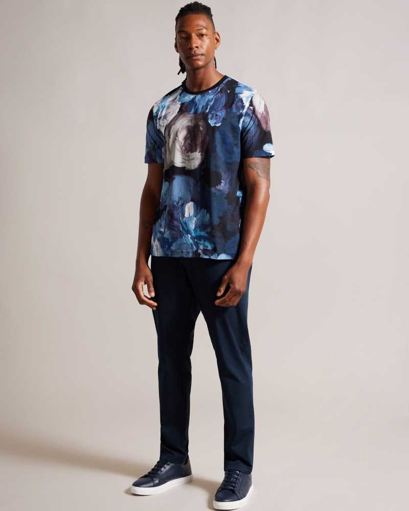 Multicoloured Ted Baker Aristo Short Sleeve Floral Print T-Shirt | US0000863