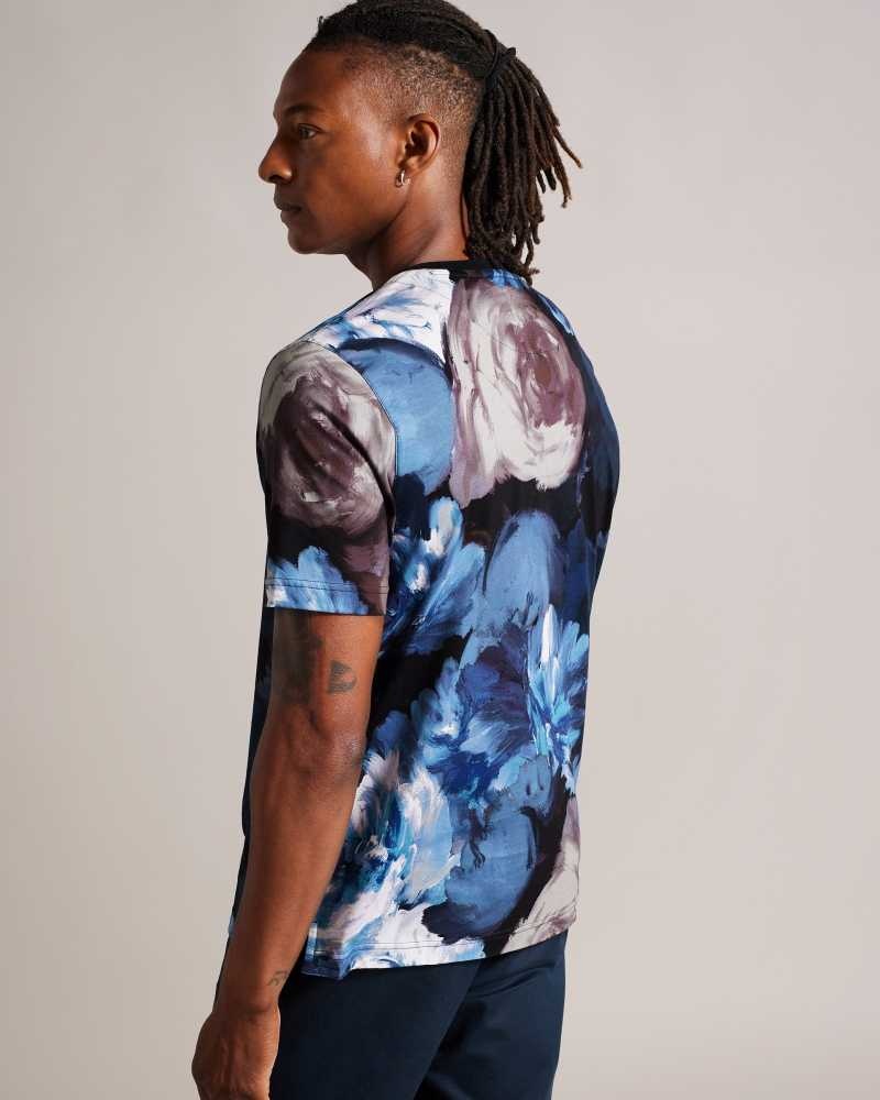 Multicoloured Ted Baker Aristo Short Sleeve Floral Print T-Shirt | US0000863