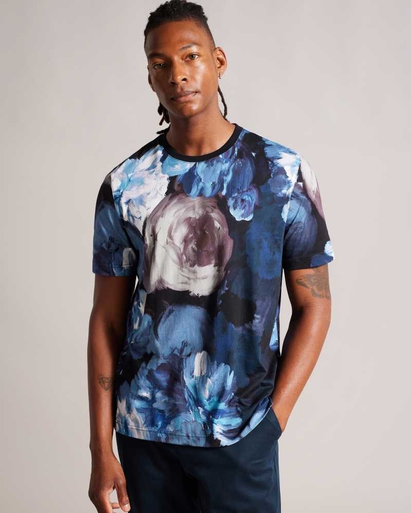 Multicoloured Ted Baker Aristo Short Sleeve Floral Print T-Shirt | US0000863