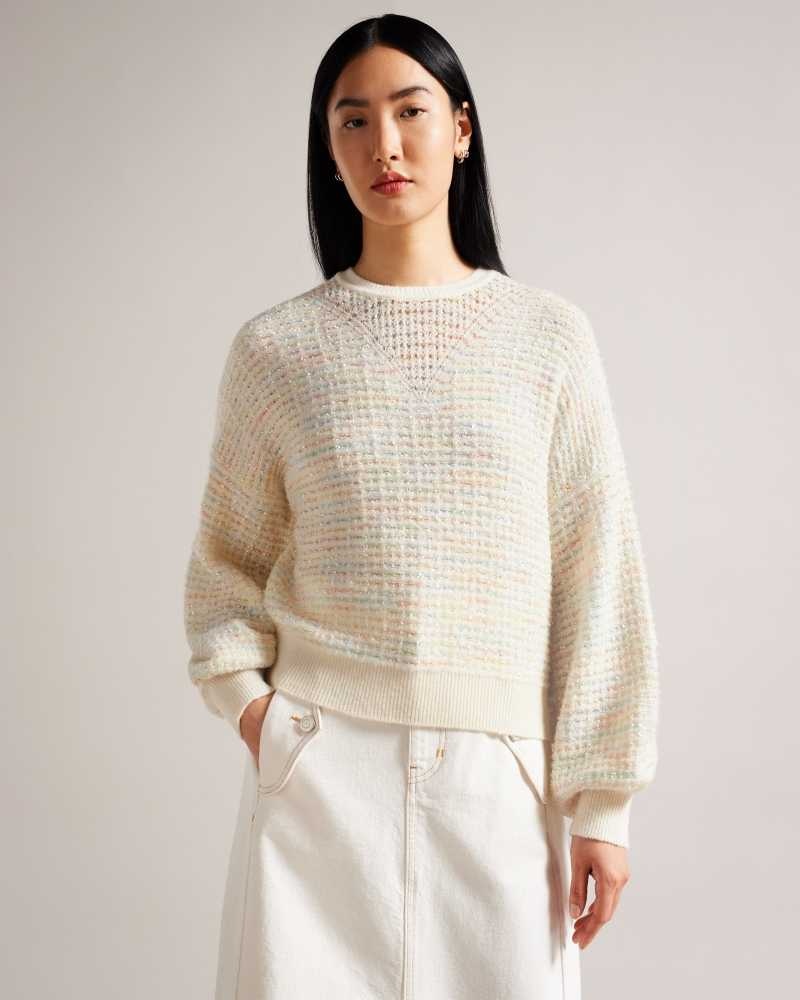 Multicoloured Ted Baker Avalee Knitted Volume Sleeve Jumper | US0000327