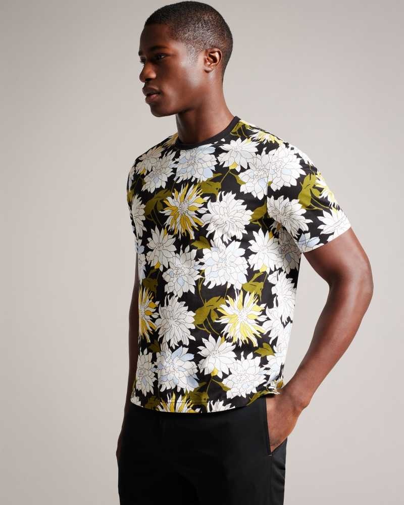 Multicoloured Ted Baker Florid Short Sleeve Floral Print T-Shirt | US0000887