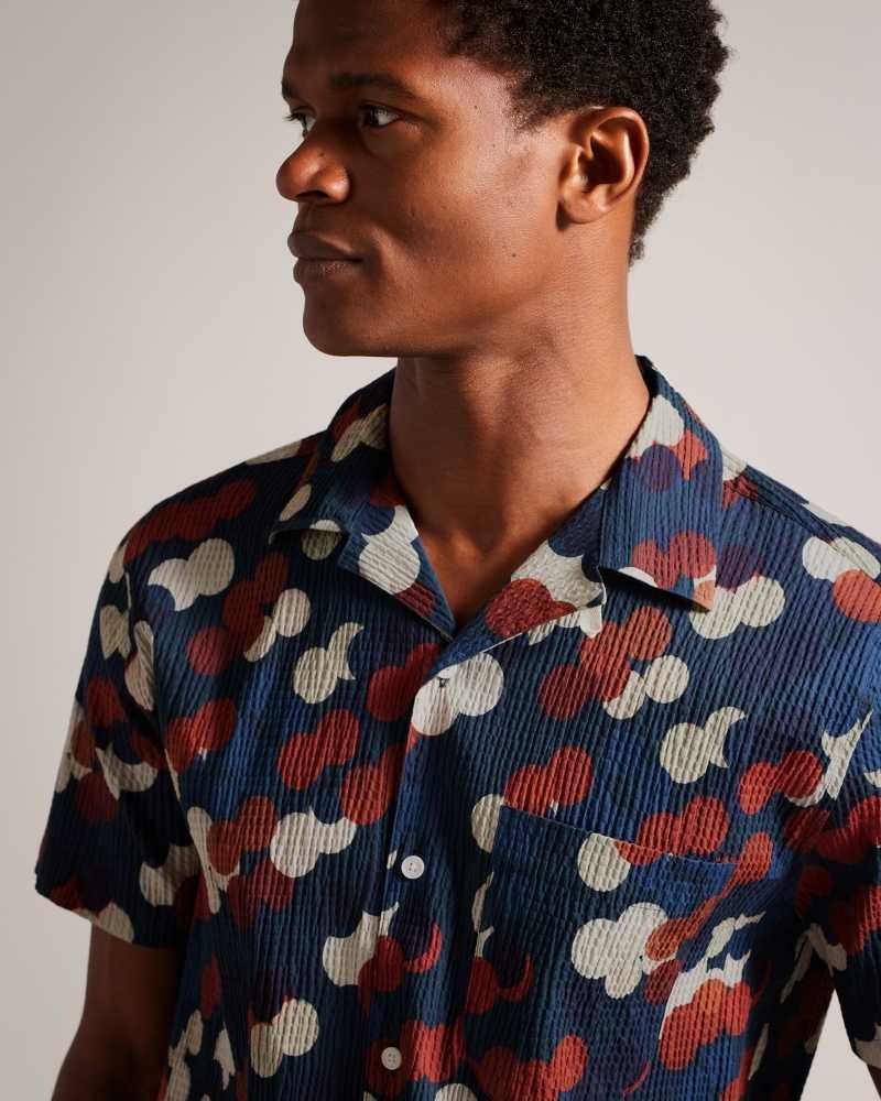 Multicoloured Ted Baker Goyt Seersucker Spot Print Shirt | US0000617