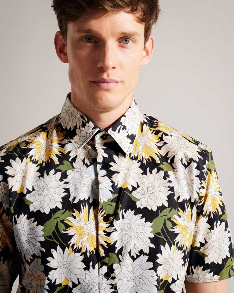 Multicoloured Ted Baker Sallins Short Sleeve Floral Shirt | US0000637