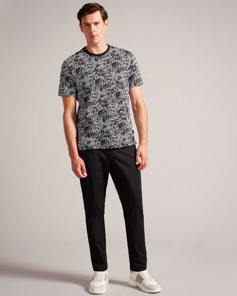 Multicoloured Ted Baker Tenant Short Sleeve Leaf Print T-Shirt | US0000919