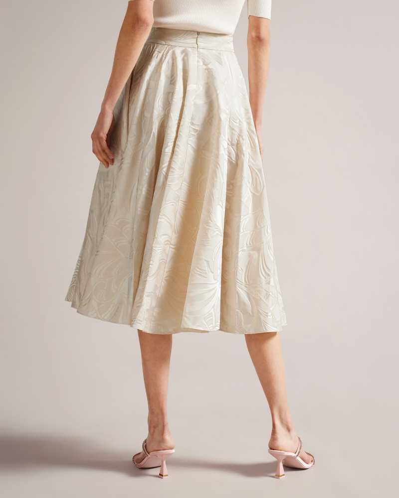 Natural Ted Baker Alannas Jacquard Paisley Full Skirt | US0000716