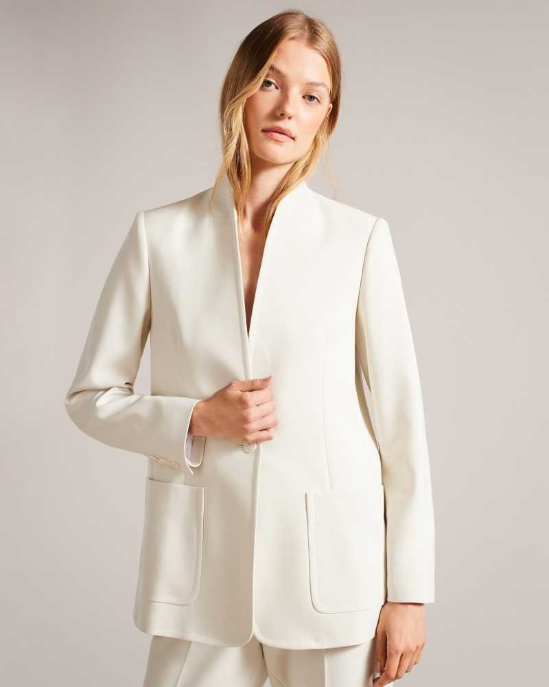 Natural Ted Baker Ambero Single Breasted Collarless Blazer | US0000753