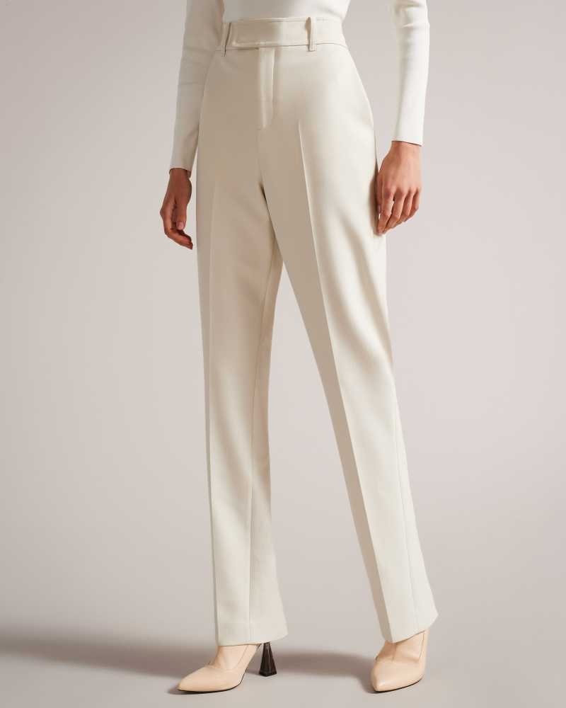 Natural Ted Baker Amberot Straight Leg Flood Length Trousers | US0001150