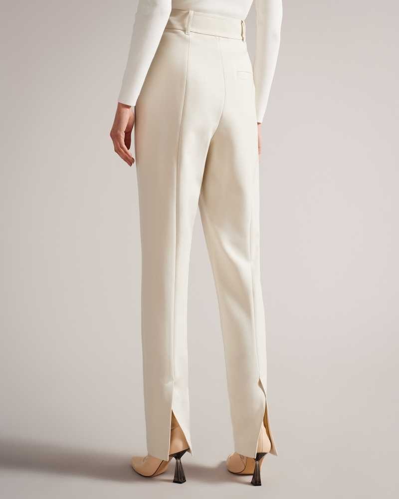 Natural Ted Baker Amberot Straight Leg Flood Length Trousers | US0001150