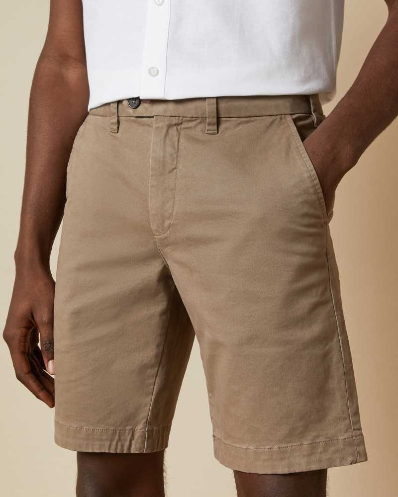 Natural Ted Baker Buenose Cotton Chino Shorts Chinos | US0001188