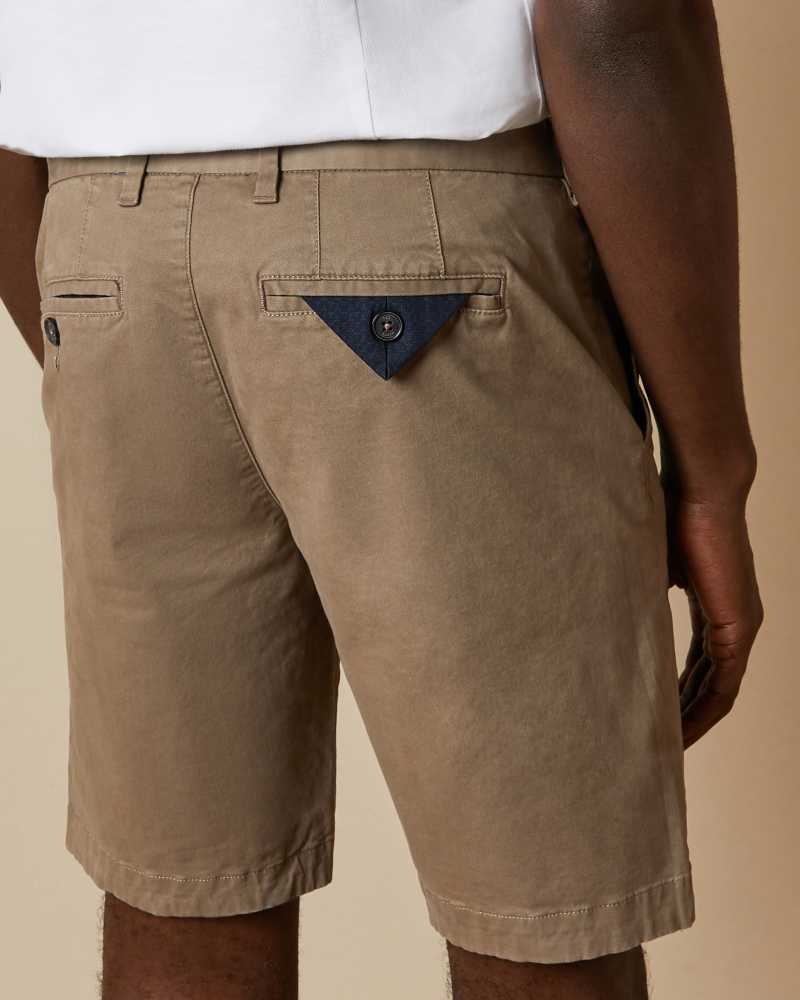 Natural Ted Baker Buenose Cotton Chino Shorts Chinos | US0001188