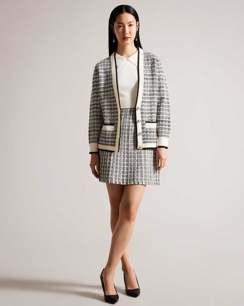 Natural Ted Baker Carmein Check Easy Fit Cardigan Cardigan | US0000418