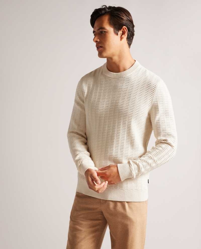 Natural Ted Baker Crannog Long Sleeve Textured Jumper | US0000349