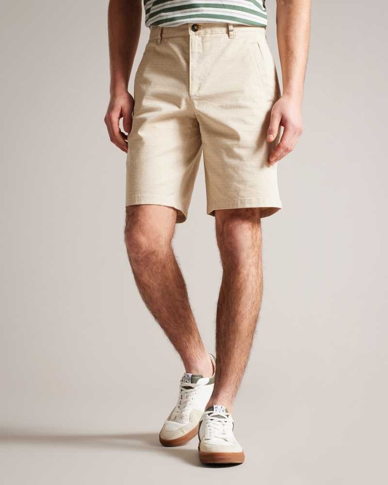 Natural Ted Baker Gomer Regular Fit Geometric Shorts | US0000690