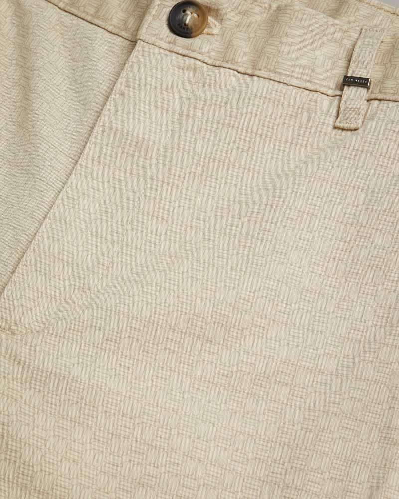 Natural Ted Baker Gomer Regular Fit Geometric Shorts | US0000690