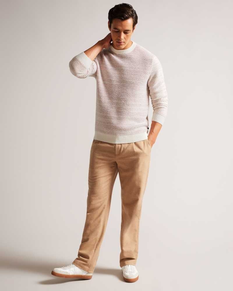 Natural Ted Baker Grouse Long Sleeve Textured Knit Jumper | US0000378