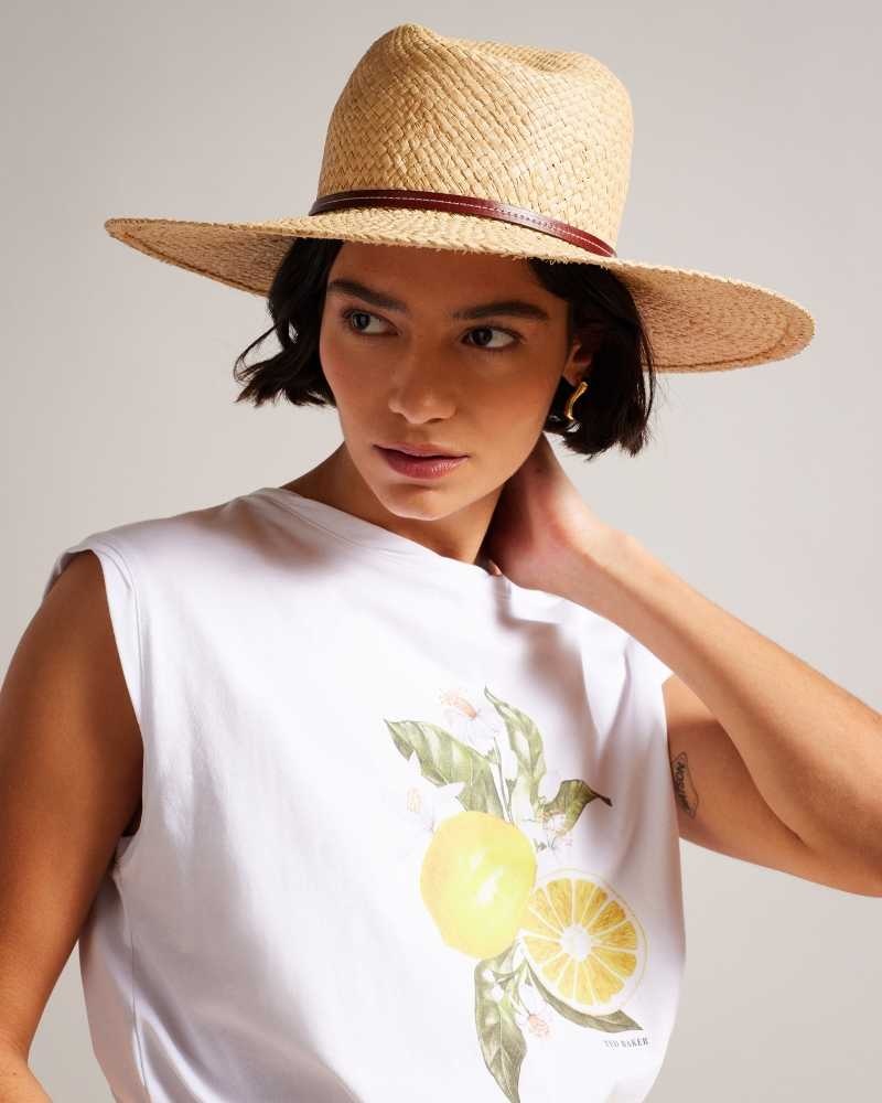 Natural Ted Baker Jenahh Straw Hat Hats | US0001712