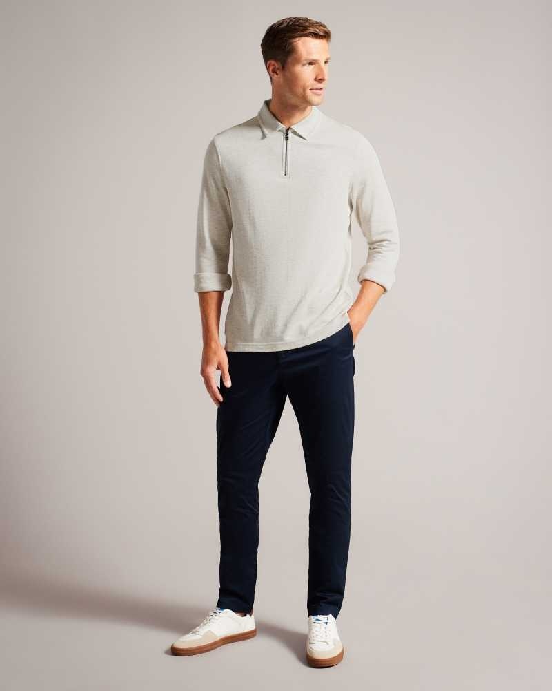 Natural Ted Baker Karpol Long Sleeve Modal Polo Shirt | US0000514