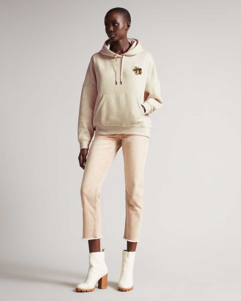 Natural Ted Baker Karrlaa Hoodie With Flower Patch | US0000980