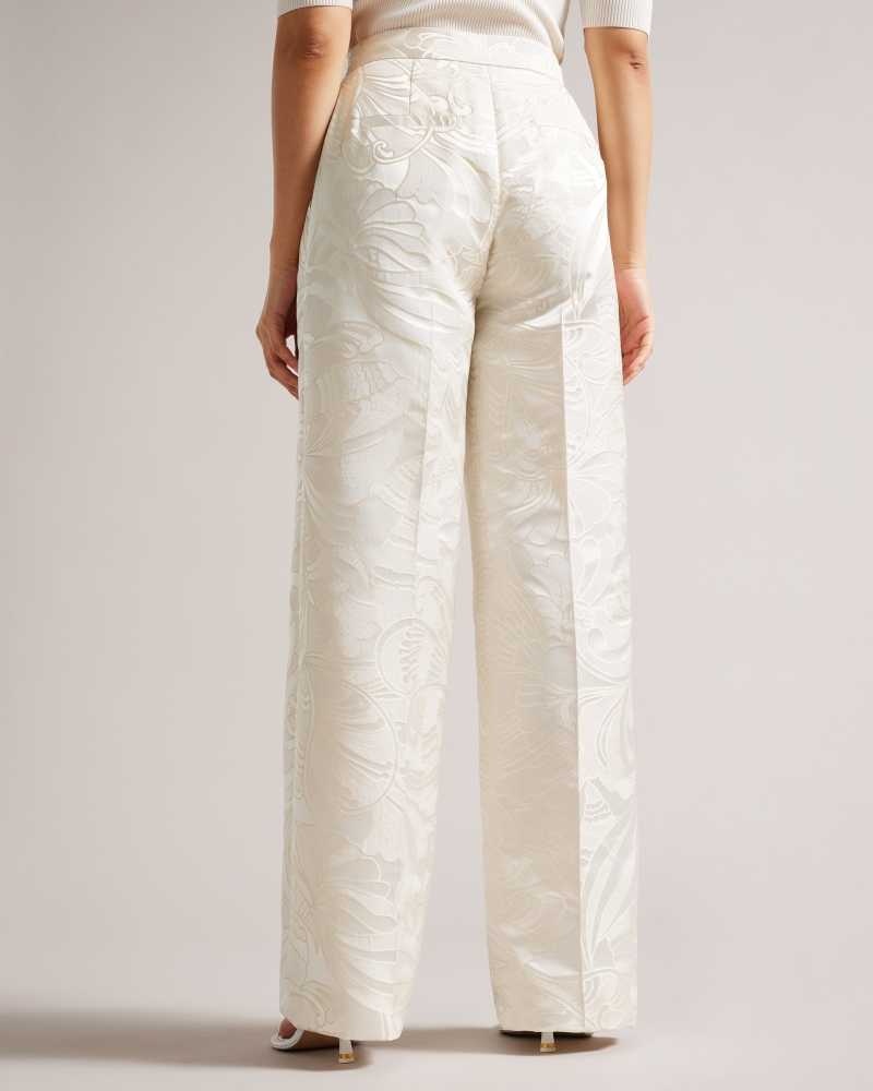 Natural Ted Baker Majiat Wide Leg Jacquard Trousers | US0001134