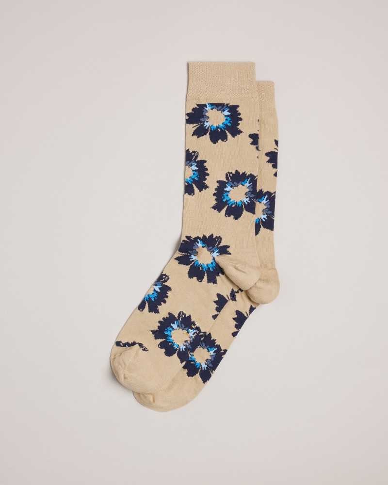 Natural Ted Baker Newflor Painted Floral Print Socks | US0001915