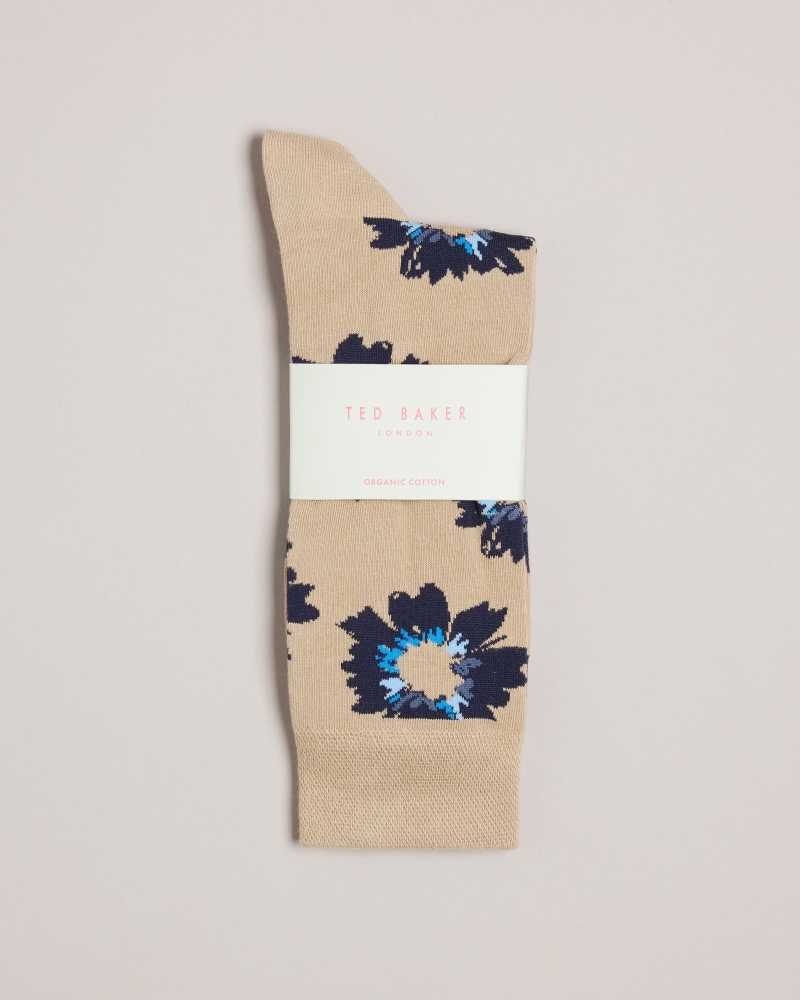 Natural Ted Baker Newflor Painted Floral Print Socks | US0001915