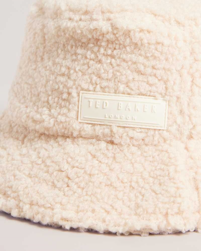 Natural Ted Baker Pamelll Faux Shearling Bucket Hat Hats | US0001728