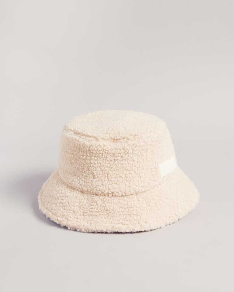 Natural Ted Baker Pamelll Faux Shearling Bucket Hat Hats | US0001728