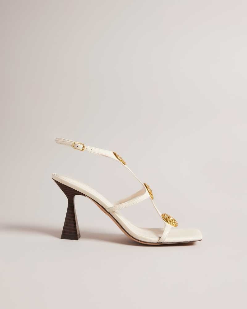 Natural Ted Baker Tayalin Textured Coin Heeled Sandals | US0002120