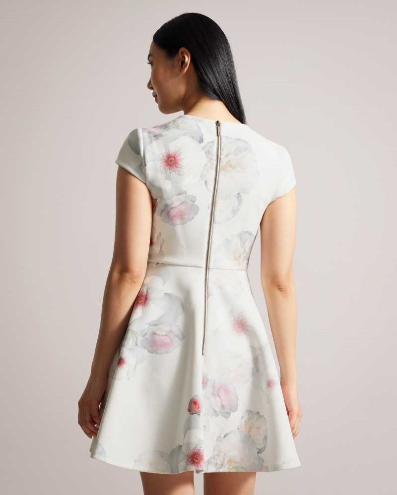 Natural Ted Baker Trinia Floral Print Skater Dresses | US0000056