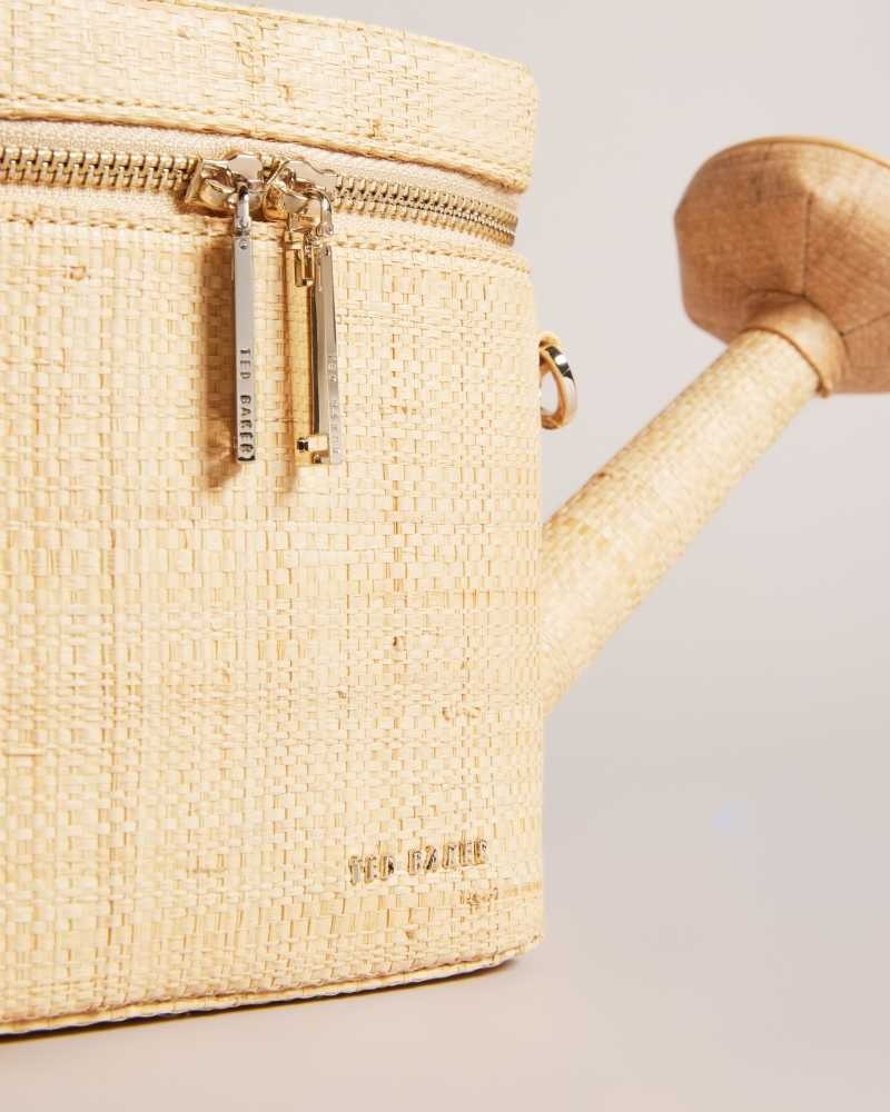 Natural Ted Baker Watrcan Straw Watering Can Cross Body Bag | US0001296