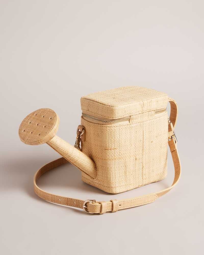 Natural Ted Baker Watrcan Straw Watering Can Cross Body Bag | US0001296