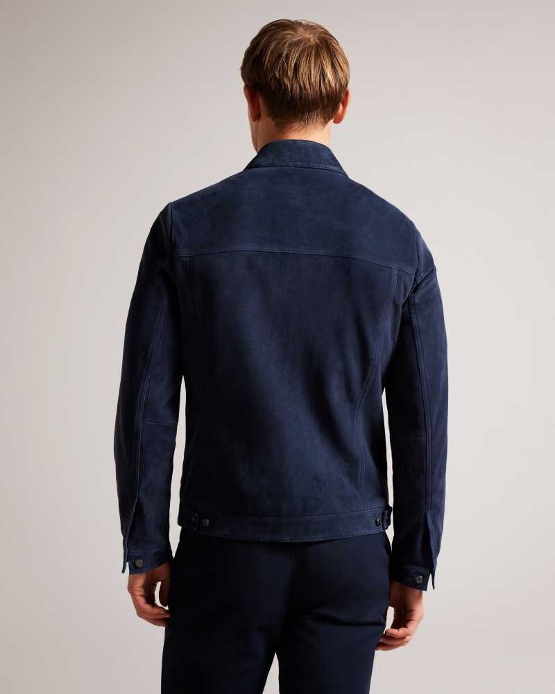 Navy Ted Baker Amped Suede Jacket Jackets | US0000284