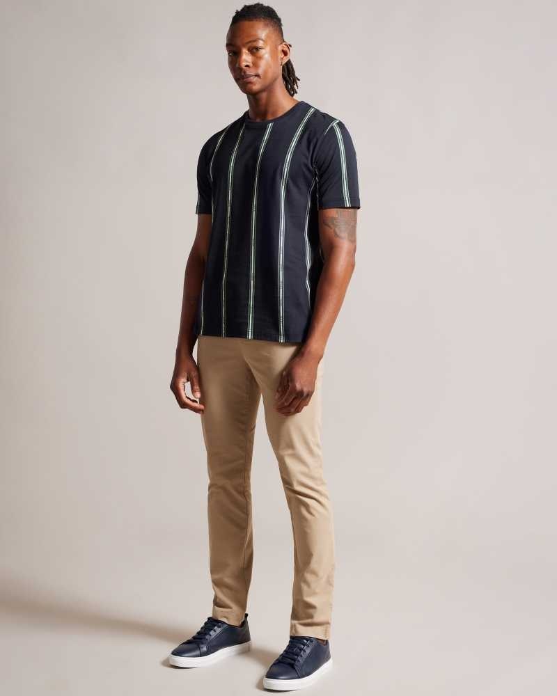 Navy Ted Baker Amson Short Sleeve Striped T-Shirt | US0000903