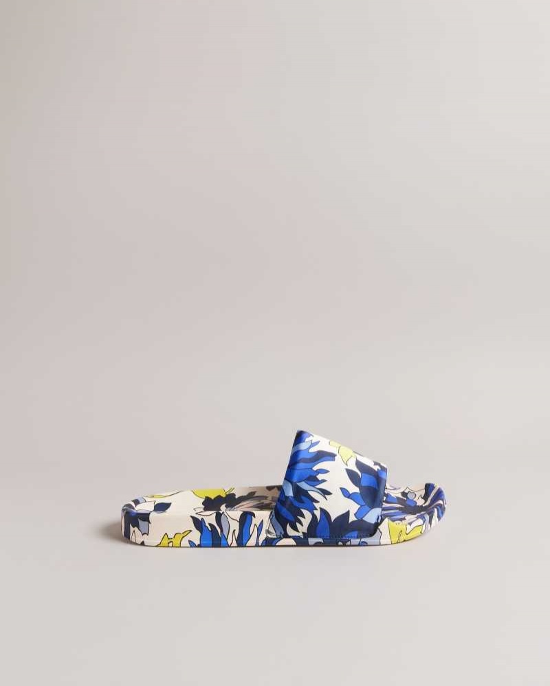 Navy Ted Baker Anniti Floral Print Sliders | US0002157