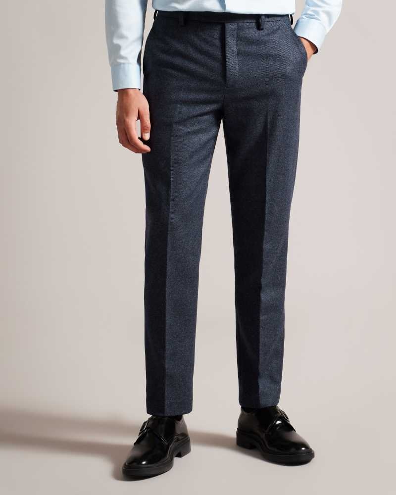 Navy Ted Baker Arthurt Slim Wool Blend Trousers | US0000767