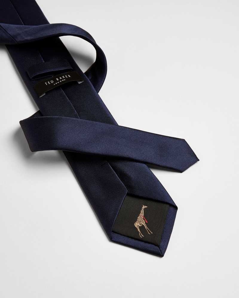 Navy Ted Baker Blula Twill Silk Tie | US0002011